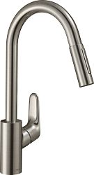 Drezová batéria Hansgrohe Focus M41 s vyťahovacou spŕškou, 2 prúdy vzhľad nerezu 31815800