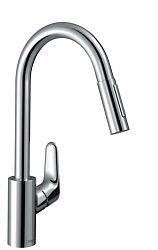 Drezová batéria Hansgrohe Focus s vyťahovacou spŕškou, 2 prúdy chróm 31833000