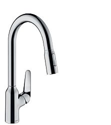 Drezová batéria Hansgrohe Focus s vyťahovacou spŕškou, 2 prúdy chróm 71820000