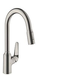 Drezová batéria Hansgrohe Focus s vyťahovacou spŕškou, 2 prúdy vzhled nerezu 71820800