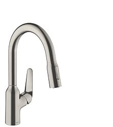 Drezová batéria Hansgrohe Focus s vyťahovacou spŕškou, 2 prúdy vzhled nerezu 71821800