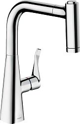 Drezová batéria Hansgrohe Metris M71 s vytahovací sprškou chrom 14834000