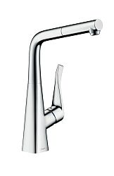 Drezová batéria Hansgrohe Metris M71 s vyťahovacou sprškou chróm 14821000