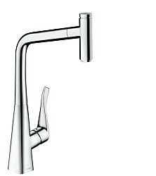 Drezová batéria Hansgrohe Metris Select M71 s vytahovací sprškou chrom 14884000