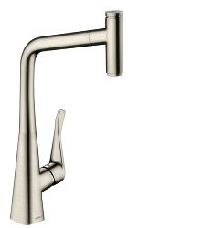 Drezová batéria Hansgrohe Metris Select M71 s vytahovací sprškou vzhled nerezu 14884800