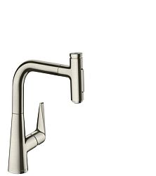 Drezová batéria Hansgrohe Talis s vyťahovacou spŕškou, 2 prúdy vzhled nerezu 72824800