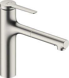 Drezová batéria Hansgrohe Zesis M33 s vyťahovacou spŕškou, 2 prúdy nerez 74823800