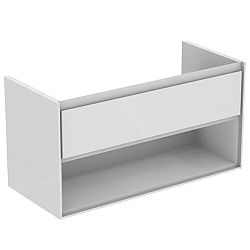 Kúpeľňová skrinka pod umývadlo Ideal Standard Connect Air 100x44x51,7 cm v kombinácii biela lesk / svetlo šedá mat E0828KN