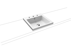 Umývadlo na dosku Kaldewei Puro 3153 46x46 cm alpská biela tri otvory pre batériu 900306033001