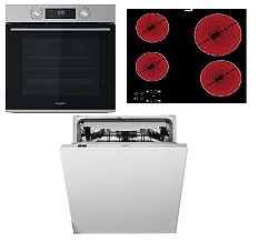 Whirlpool rúra OMK58CU1SX + sklokeramická varná doska AKT8090NE + vstavaná umývačka riadu WIC3C26F SETWH24