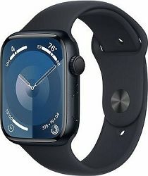 Apple Watch Series 9 45 mm Tmavo atramentový hliník s tmavo atramentovým športovým remienkom – S/M