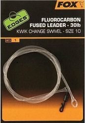 FOX Fluorocarbon Fused Leader 30 lb + Kwik Change Swivel Veľkosť 10