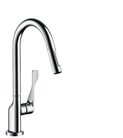 Drezová batéria Hansgrohe Axor Citterio s vyťahovacou sprškou vzhľad nerezu 39835800