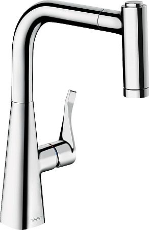 Drezová batéria Hansgrohe Metris M71 s vytahovací sprškou chrom 14834000