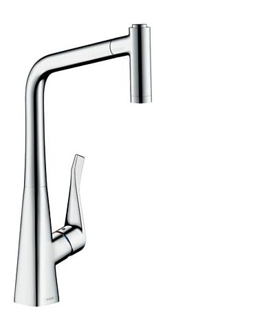 Drezová batéria Hansgrohe Metris s vyťahovacou spŕškou, 2 prúdy chróm 73801000