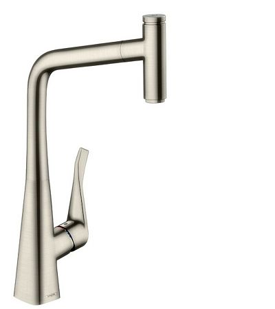 Drezová batéria Hansgrohe Metris Select M71 s vytahovací sprškou vzhled nerezu 14884800