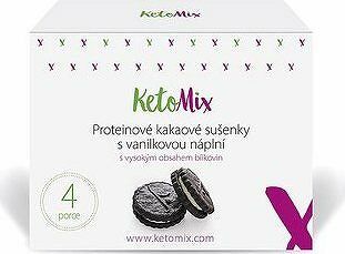 KetoMix Proteínové kakaové sušienky s vanilkovou náplňou, 4 porcie