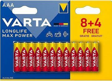 VARTA alkalická batéria Longlife Max Power AAA 8 + 4 ks